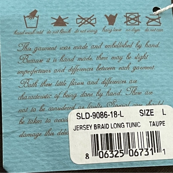 Letarte Jersey Braid Long Tunic Dress Lace Up Side Slits Taupe Size Large NWT - Picture 12 of 12